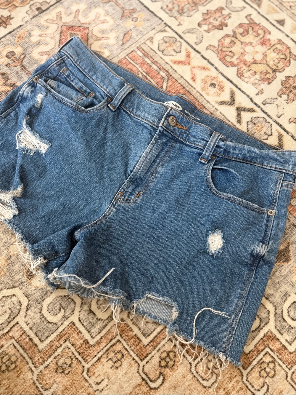 Old Navy Blue Denim Jean Shorts with Frayed Hem